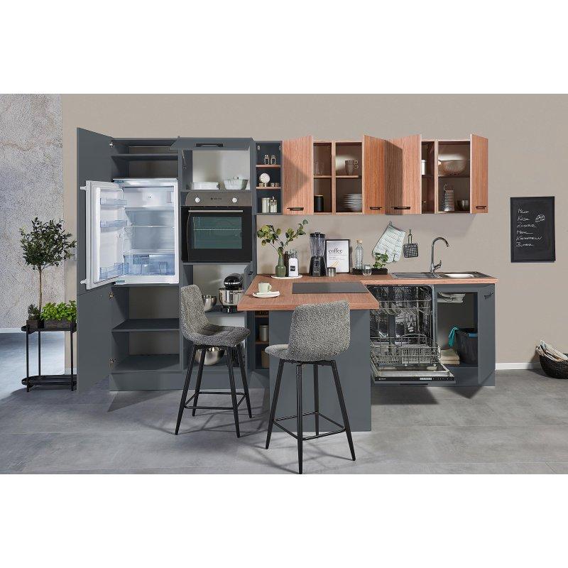 Grafit Yonga Levha 14 Parça Ada Tezgahlı Yavaş Kapanır Mutfak Modeli - 325x211 cm - 185522