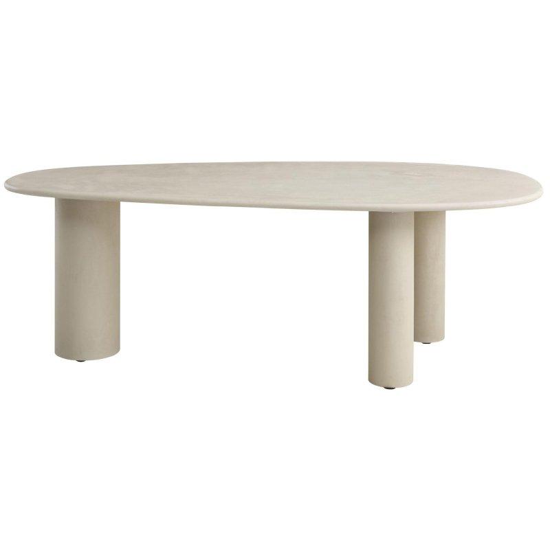 Grej Mikro Beton Yüzeyli Oval Silindir Ayaklı Bohem Yemek Masası - 230x120 cm - 236931