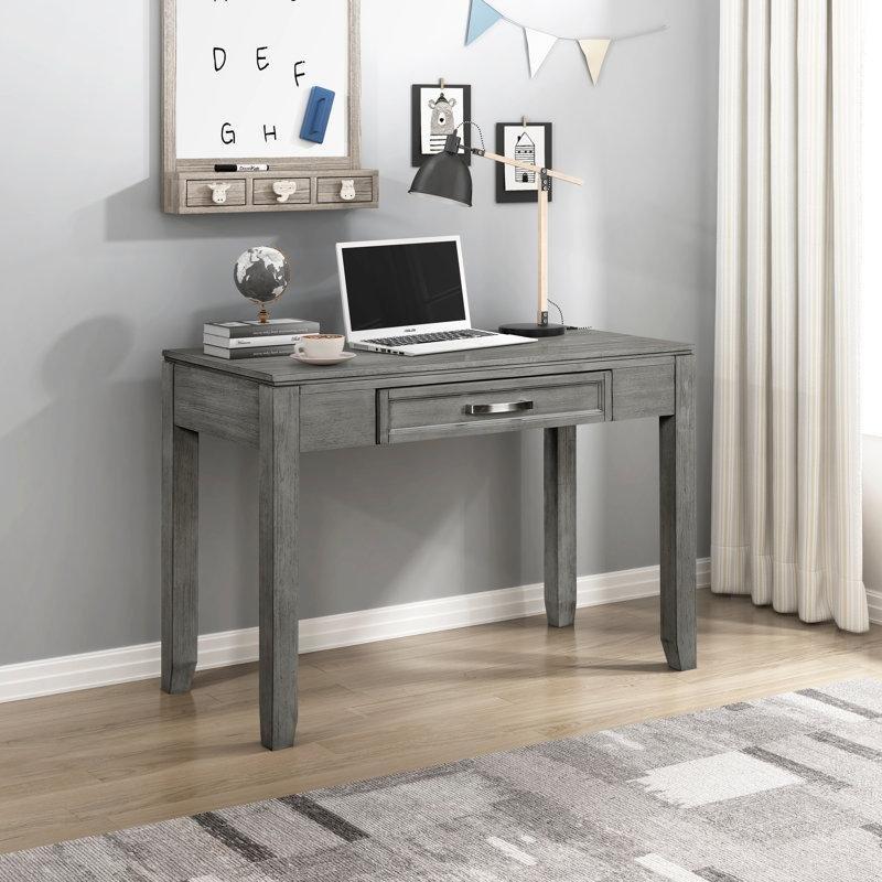 Gri Ahşap Çekmeceli Konik Ayaklı Vintage Çalışma Masası - 107 cm - 234732
