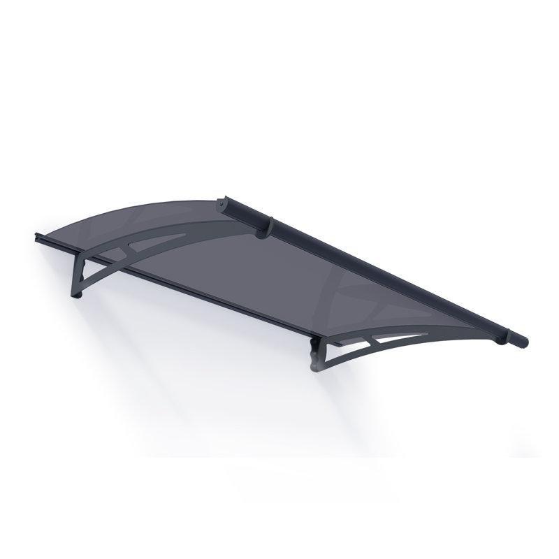 Gri Akrilik Panelli Alüminyum Çerçeveli Dışbükey Kapı Üstü Sundurma - 150x92 cm - 165949