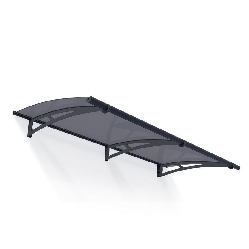 Gri Akrilik Panelli Alüminyum Çerçeveli Dışbükey Kapı Üstü Sundurma - 206x92 cm - 165913