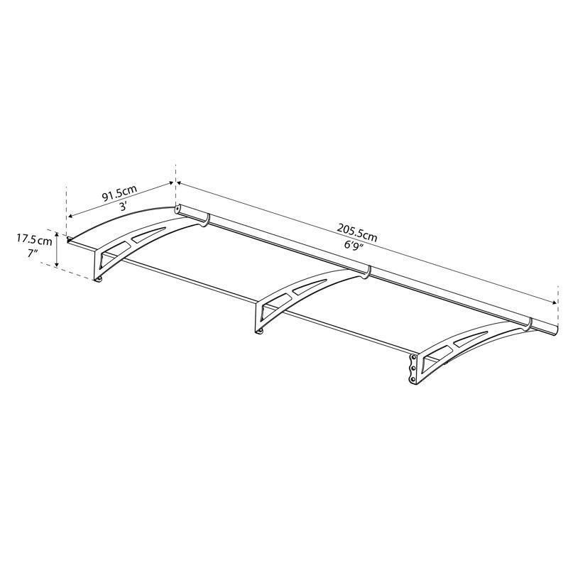 Gri Akrilik Panelli Alüminyum Çerçeveli Dışbükey Kapı Üstü Sundurma - 206x92 cm - 165913