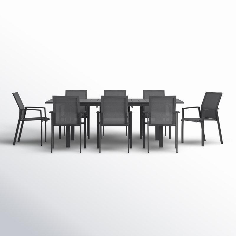 Gri Alüminyum Açılabilir ve İstiflenebilir 8 Kişilik Bahçe Masa Takımı - 215422