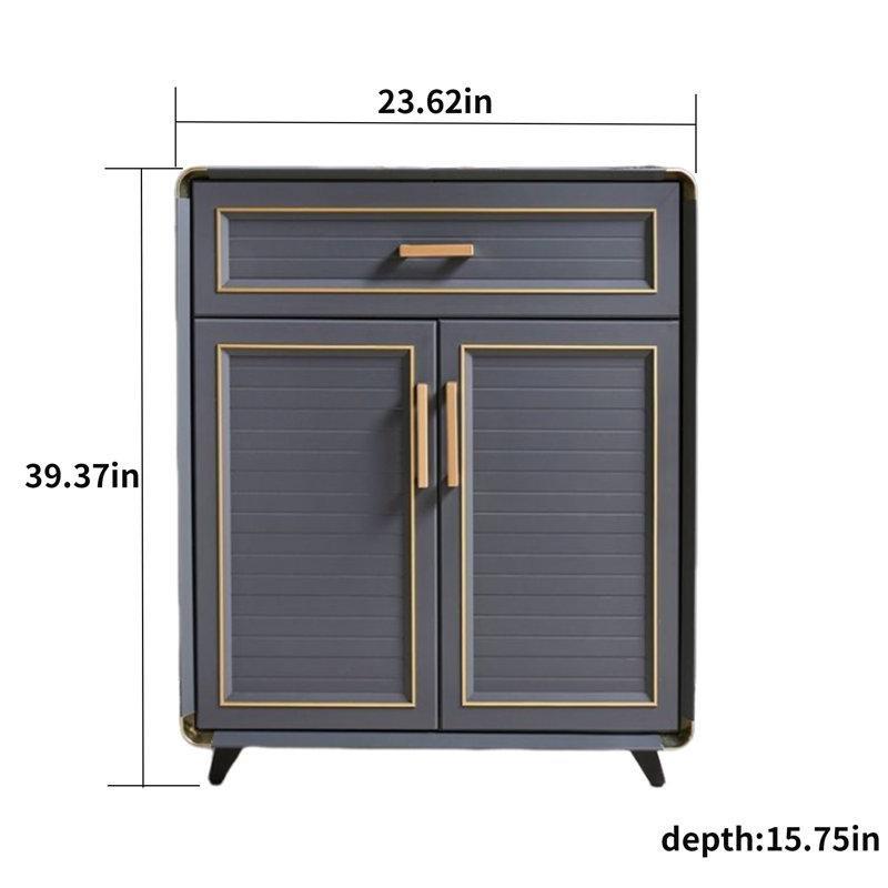 Gri Alüminyum Alaşım Çekmeceli Çift Kapaklı Ayakkabılık - 60 cm - 228742