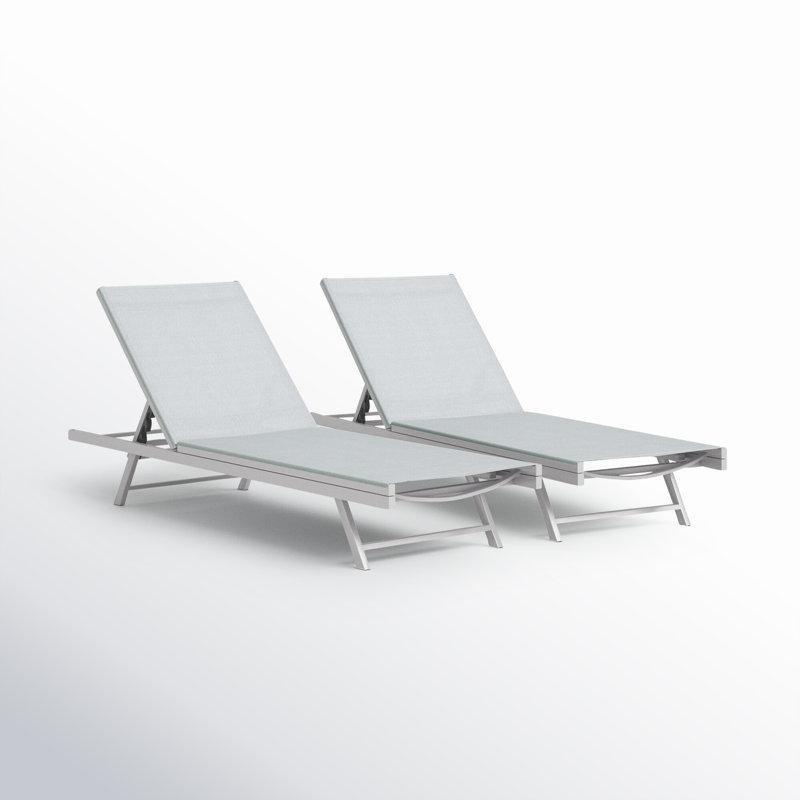 Gri Alüminyum Ayarlanabilir Fileli 2li Set Şezlong - 197x64 cm - 171338