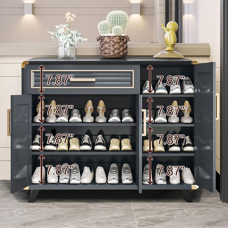 Gri Alüminyum Kapaklı Çekmeceli Ayakkabılık - 101x101x41 cm - 227684