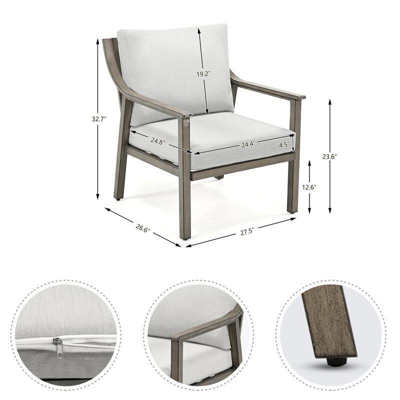 Gri Alüminyum Minderli Ergonomik Kulüp Bahçe Sandalyesi - 173519