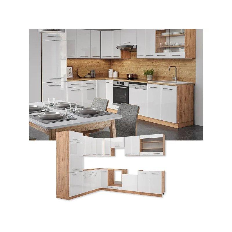 Gri Bej ve Gold Meşe Köşe Mutfak - 287x46x82 cm - 186421