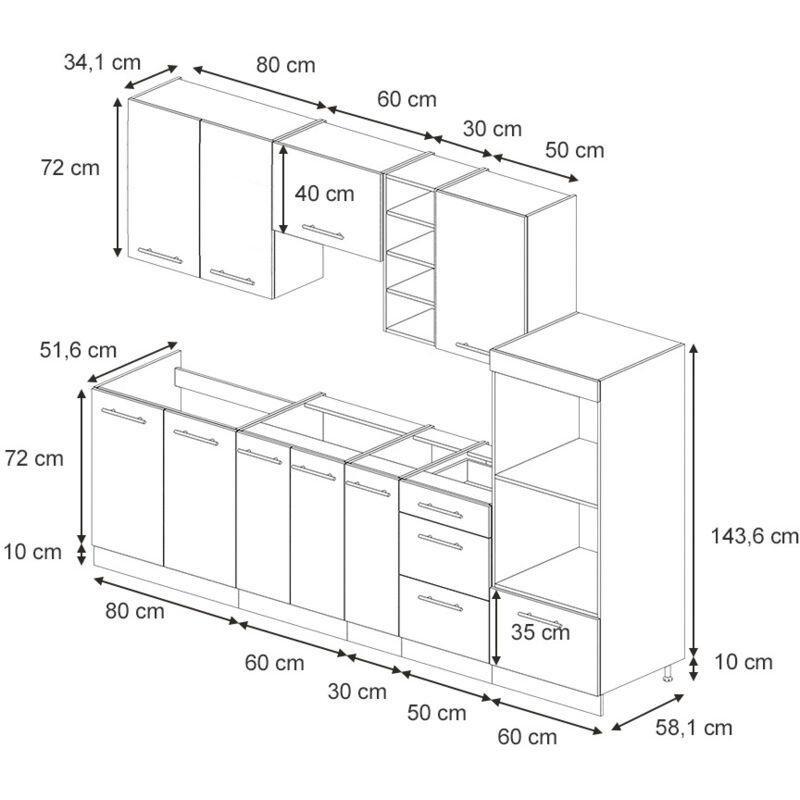 Gri Bej ve Gold Meşe Rengi MDF Modüler Yavaş Kapanan Mutfak Modeli - 280 cm - 186364