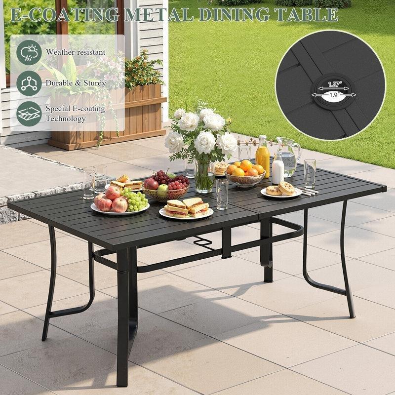 Gri Çelik Döner Sallanır Sandalyeli 6 Kişilik Bahçe Masa Takımı - 161x91 cm - 213813