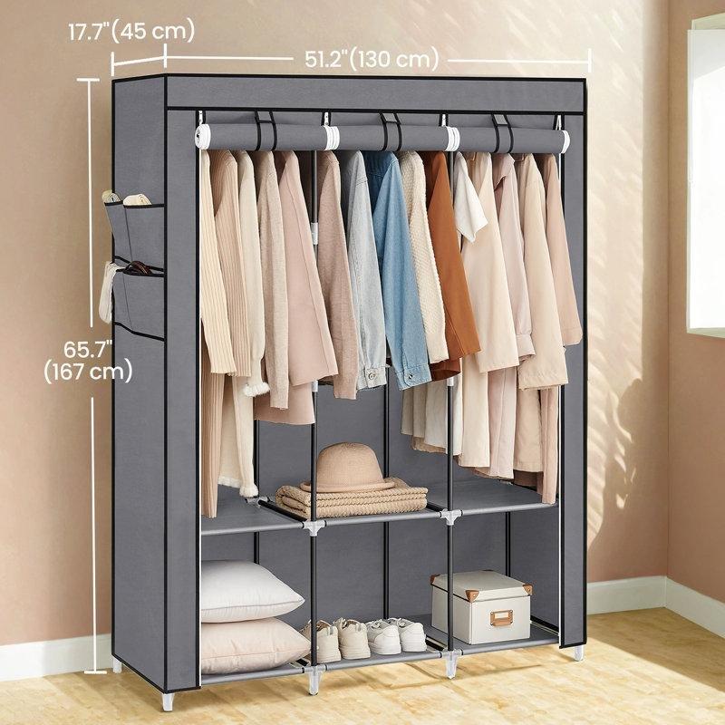 Gri Çelik Profilli 3 Askılıklı 4 Yan Cepli Fermuarlı Bez Dolap - 130x45x167 cm - 182993