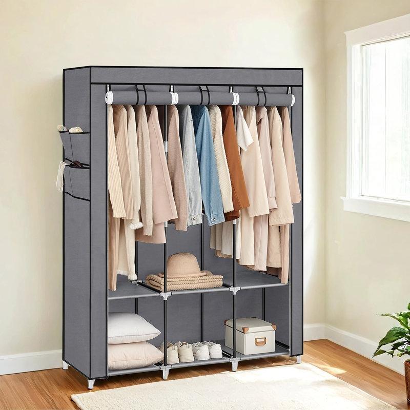 Gri Çelik Profilli 3 Askılıklı 4 Yan Cepli Fermuarlı Bez Dolap - 130x45x167 cm - 182993