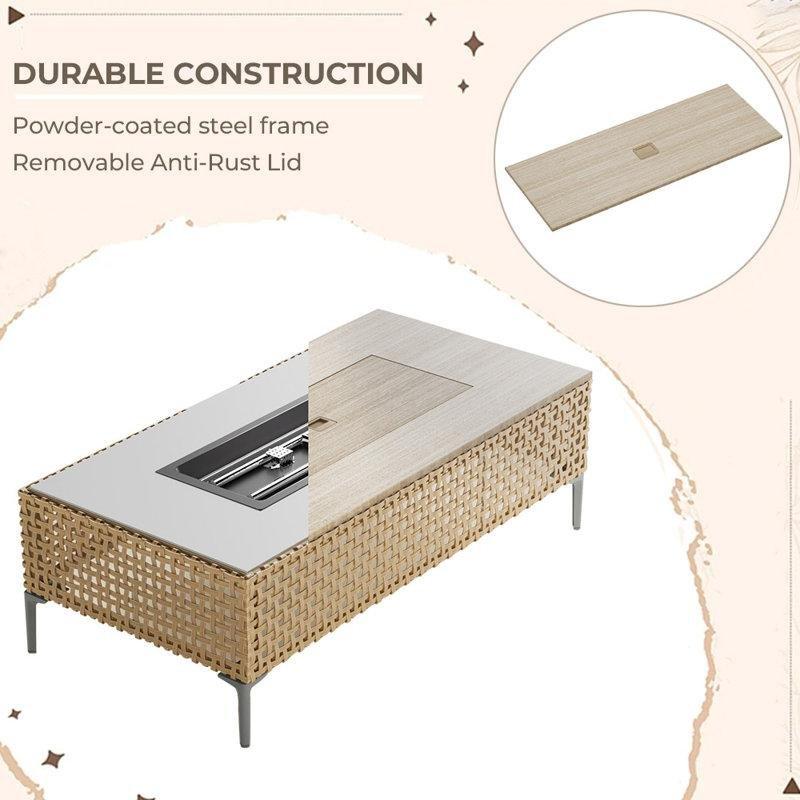 Gri Çelik Rattan Ateş Çukurlu Modüler 6 Kişilik Bahçe Takımı - 211609