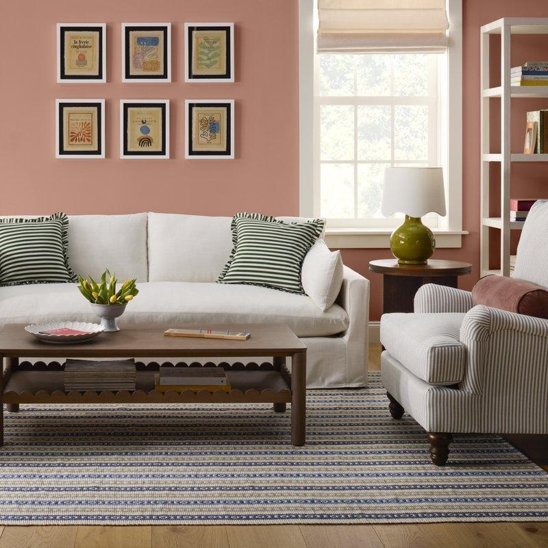 Gri Çizgili Kumaş Masif Ahşap Ayaklı Gömme Kollu Tekli Koltuk - 205167