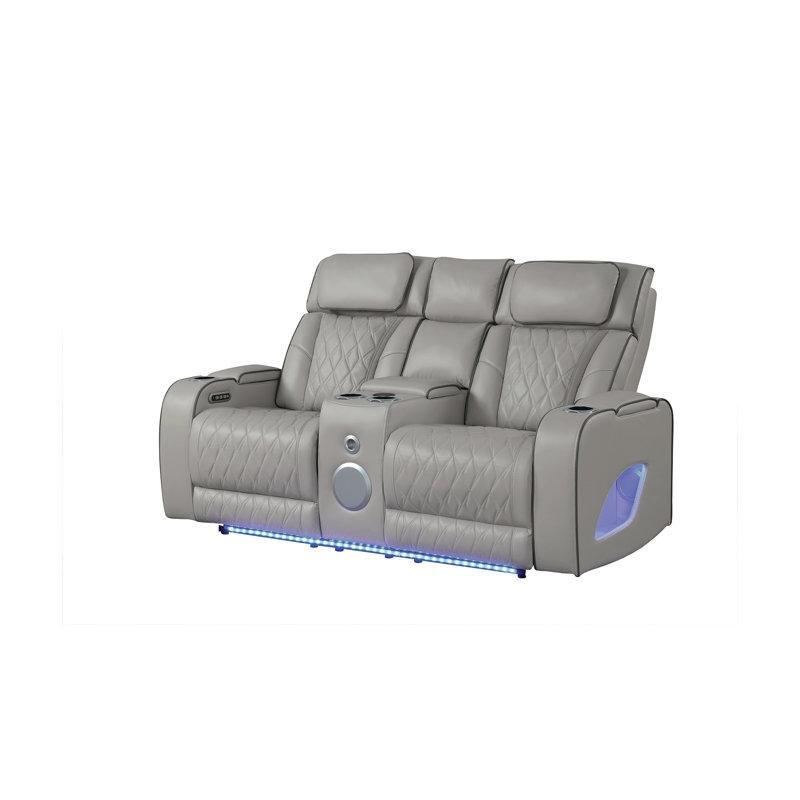 Gri Deri Masajlı ve Elektrikli Yatar Mekanizmalı İkili Koltuk - 194 cm - 207638