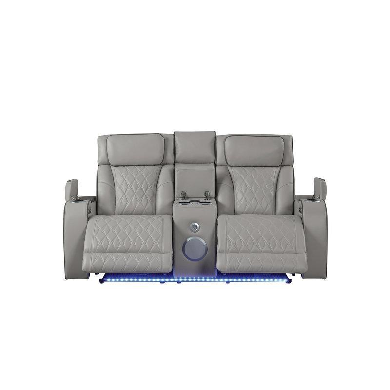 Gri Deri Masajlı ve Elektrikli Yatar Mekanizmalı İkili Koltuk - 194 cm - 207638