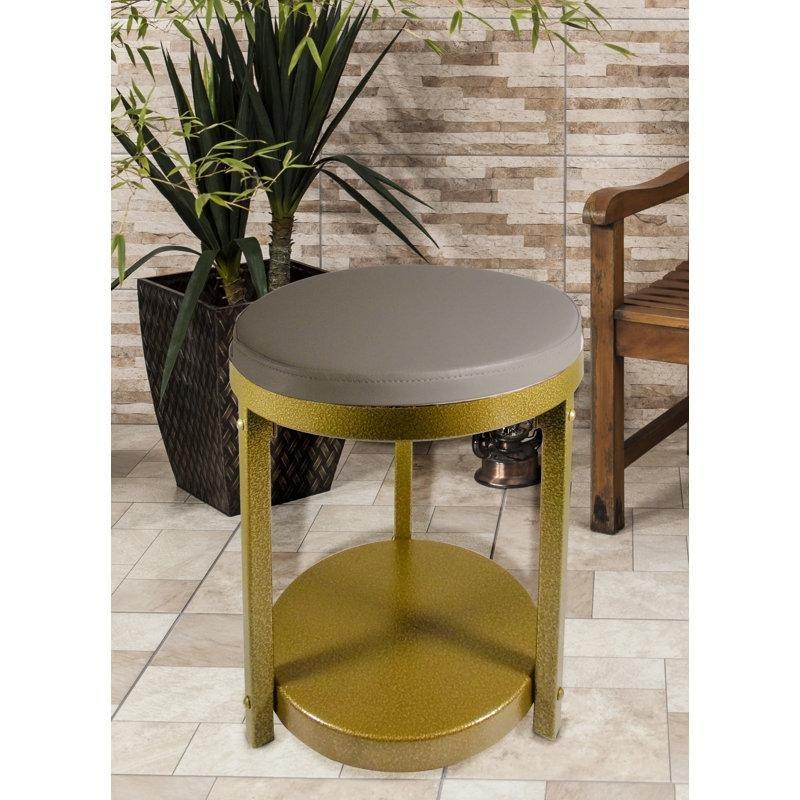 Gri Eskitme Metal Suni Deri Çok Amaçlı Makyaj Masası Pufu - 52x38 cm - 233076