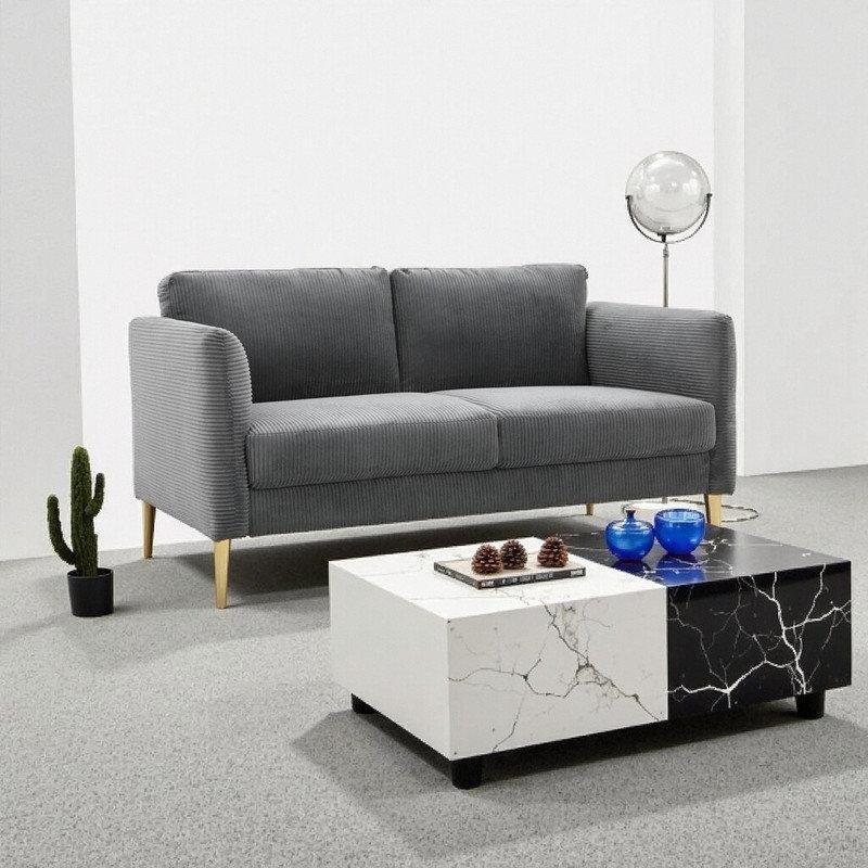 Gri Fitilli Kadife Ergonomik İkili Koltuk - 154 cm - 205967