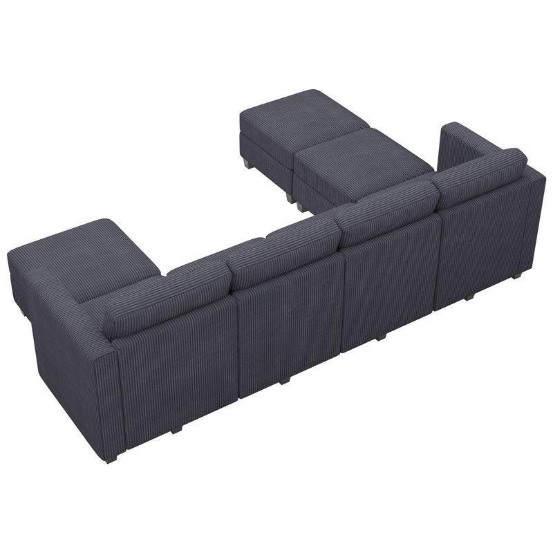 Gri Fitilli Kadife Modüler Depolamalı U Köşe Koltuk Takımı - 274x199 cm - 192789