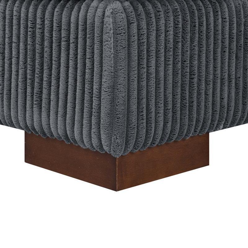 Gri Fitilli Kadife Yatak Olabilen İkili Koltuk - 227 cm - 207908