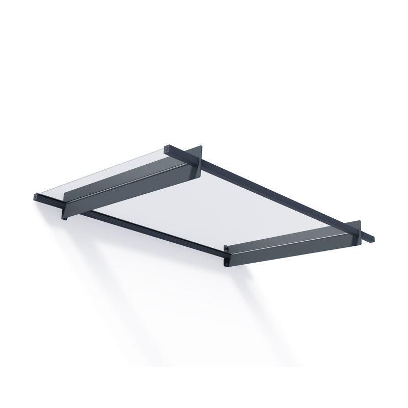 Gri Galvanizli Çelik Şeffaf Akrilik Modern Eğimli Kapı Üstü Sundurma - 153x94 cm - 165727