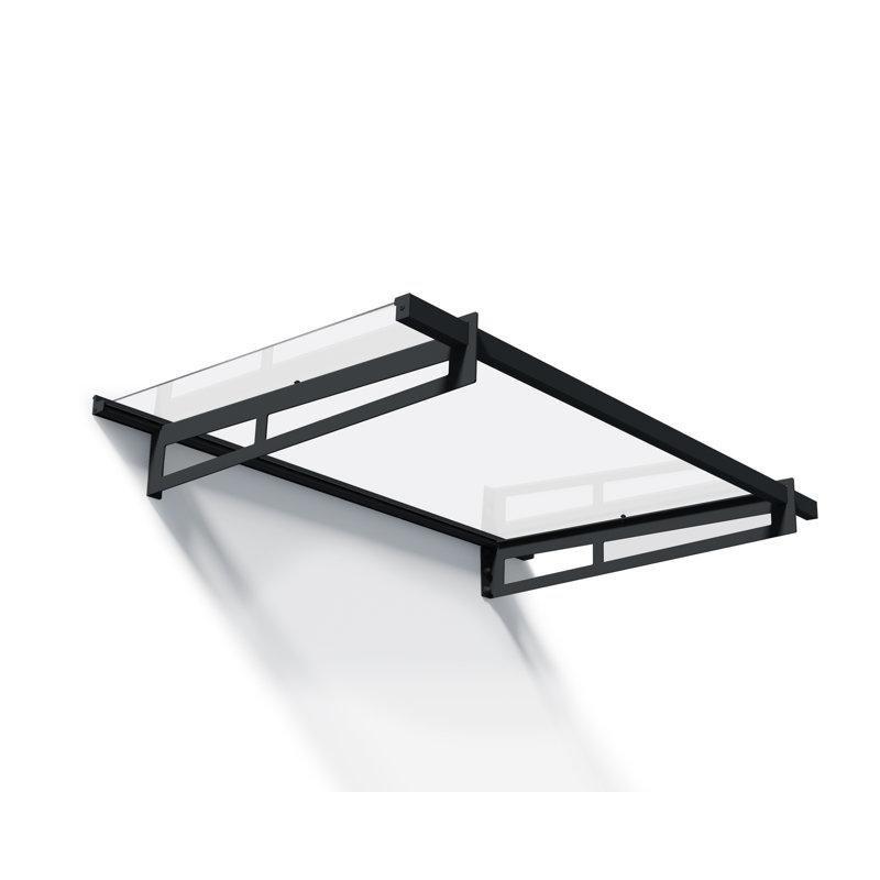 Gri Galvanizli Çelik ve Şeffaf Akrilik UV Korumalı Eğimli Kapı Üstü Sundurma - 150x94 cm - 165736