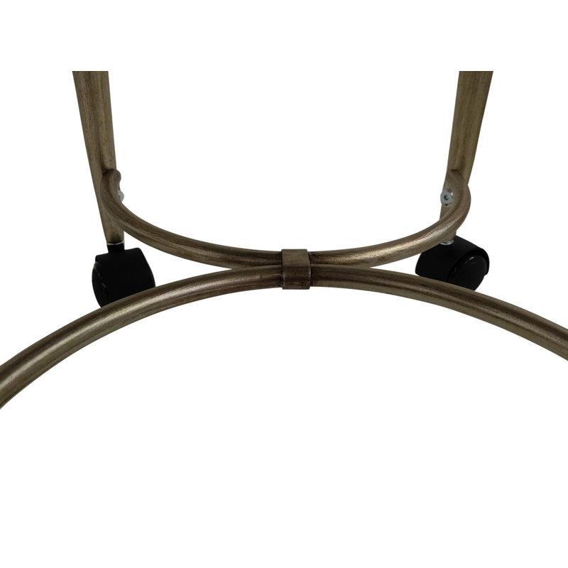 Gri Gold Metal Tekerlekli Makyaj Masası Pufu - 49x32x32 cm - 233795
