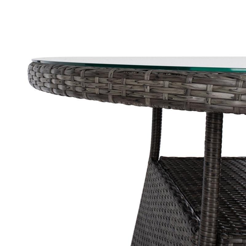 Gri Hasır Cam Tablalı Minderli 6 Kişilik Yuvarlak Bahçe Masa Takımı - 120 cm - 215852