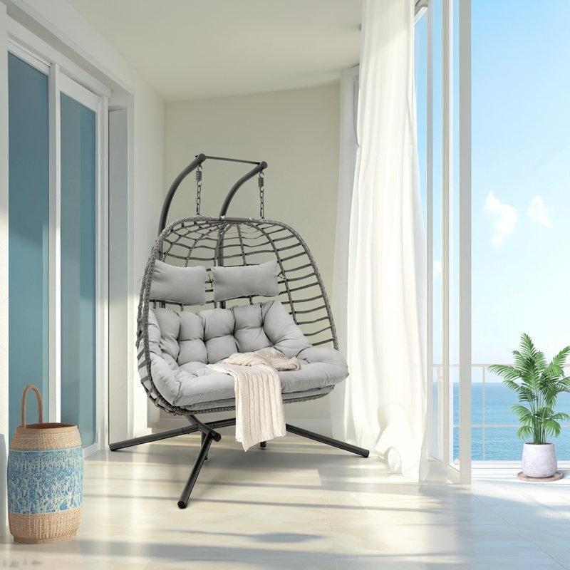 Gri Hasır Metal Çift Kişilik Ayaklı Balkon Salıncağı - 175142