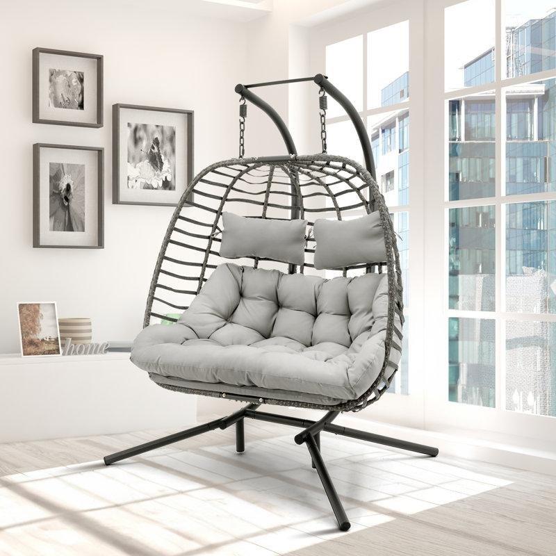 Gri Hasır Metal Çift Kişilik Ayaklı Balkon Salıncağı - 175142