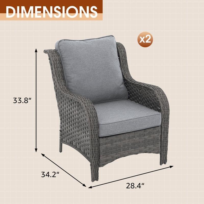 Gri Hasır Minderli Ergonomik 2li Set Bahçe Sandalyesi - 174903