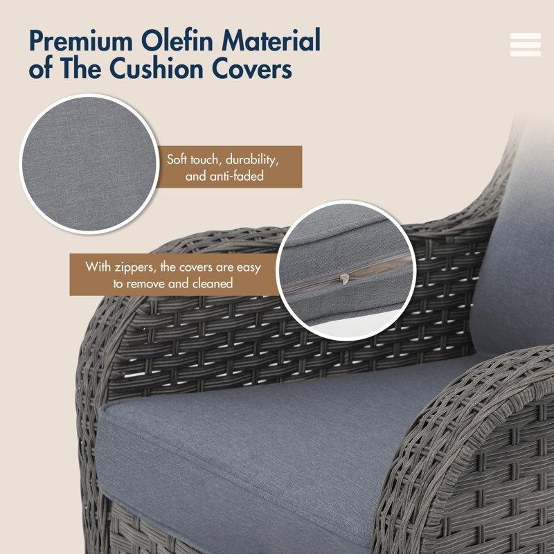 Gri Hasır Minderli Ergonomik 2li Set Bahçe Sandalyesi - 174903