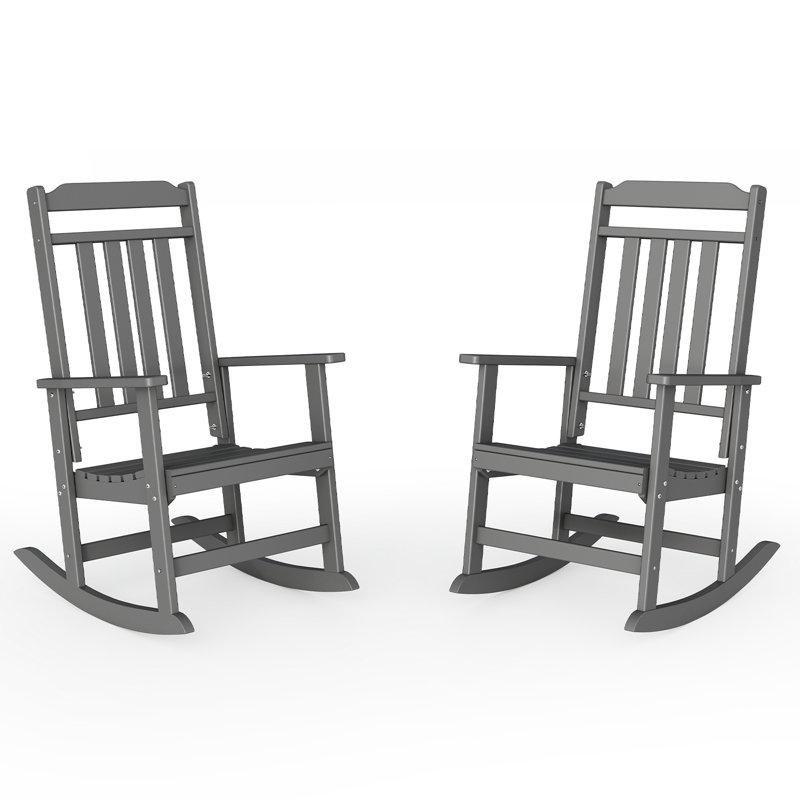 Gri HDPE 2li Set Dış Mekan Ergonomik Sallanan Sandalye - 65x89x115 cm - 218568