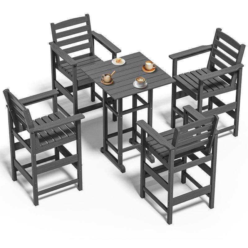 Gri HDPE 5 Parça Bar Tipi Bahçe Masa Takımı - 216481