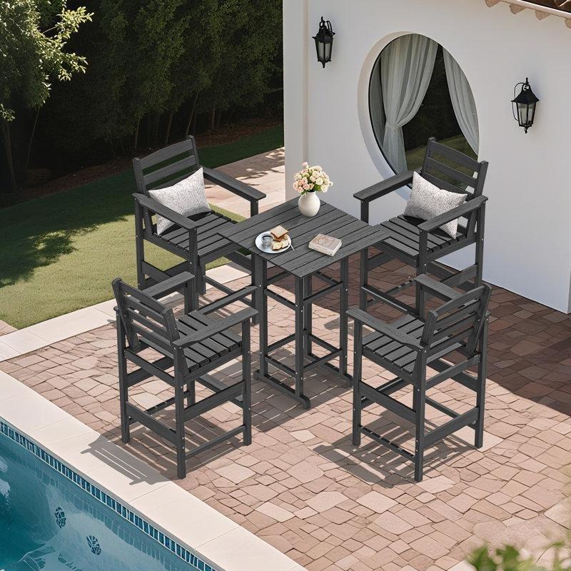 Gri HDPE 5 Parça Bar Tipi Bahçe Masa Takımı - 216481