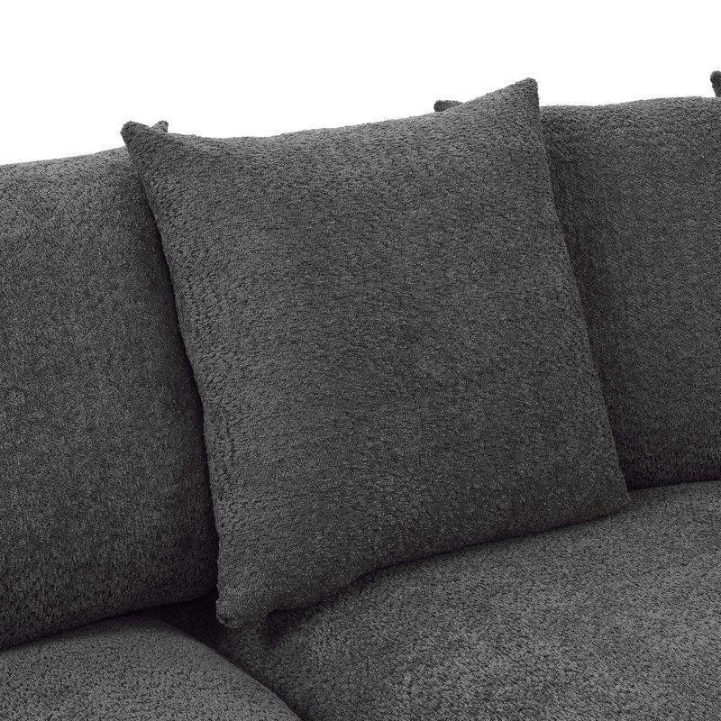 Gri Kadife Kumaş 7 Parça Modüler Derin Oturumlu Köşe Koltuk Takımı - 304 cm - 197074