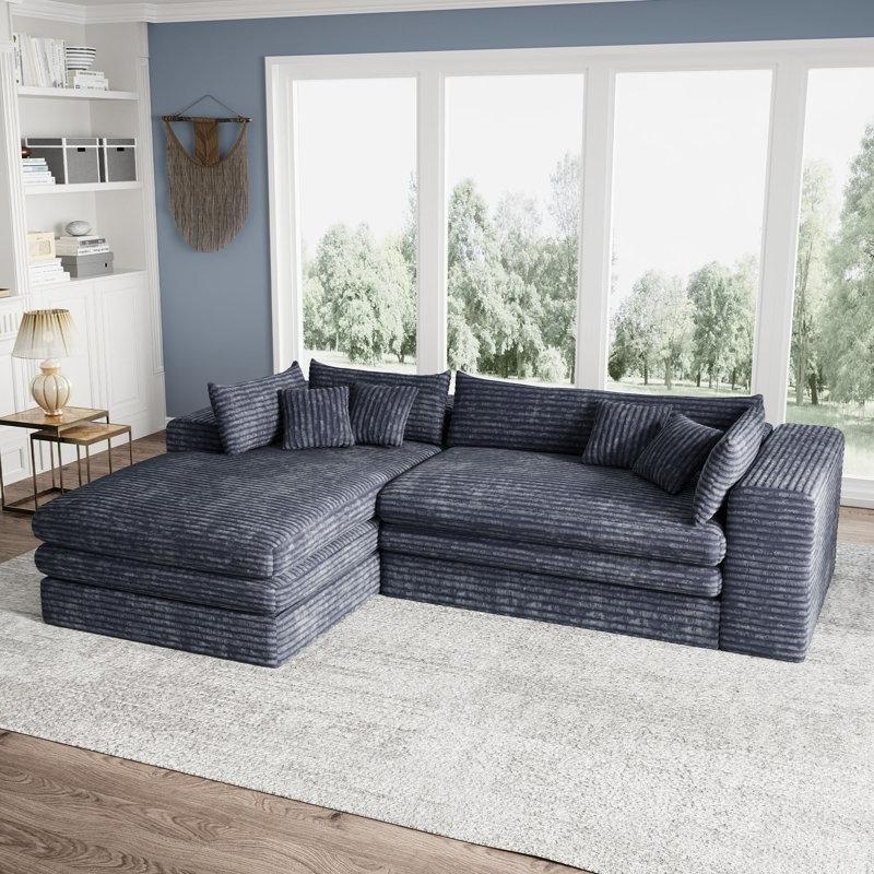 Gri Kadife Kurulumsuz Modüler L Köşe Koltuk - 194528