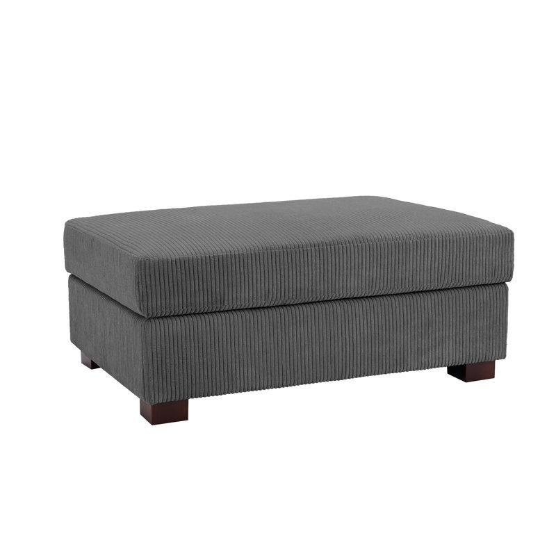 Gri Kadife Masif Ahşap Ayaklı Modüler Puf - 106x73 cm - 165121