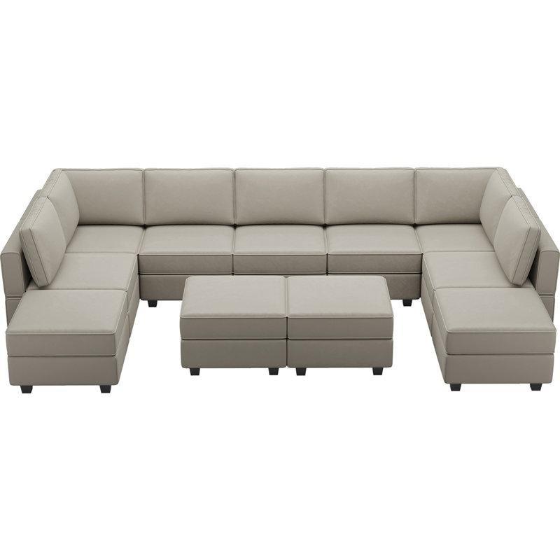 Gri Kadife Sandıklı Modüler U Köşe Koltuk Takımı - 364 cm - 193395