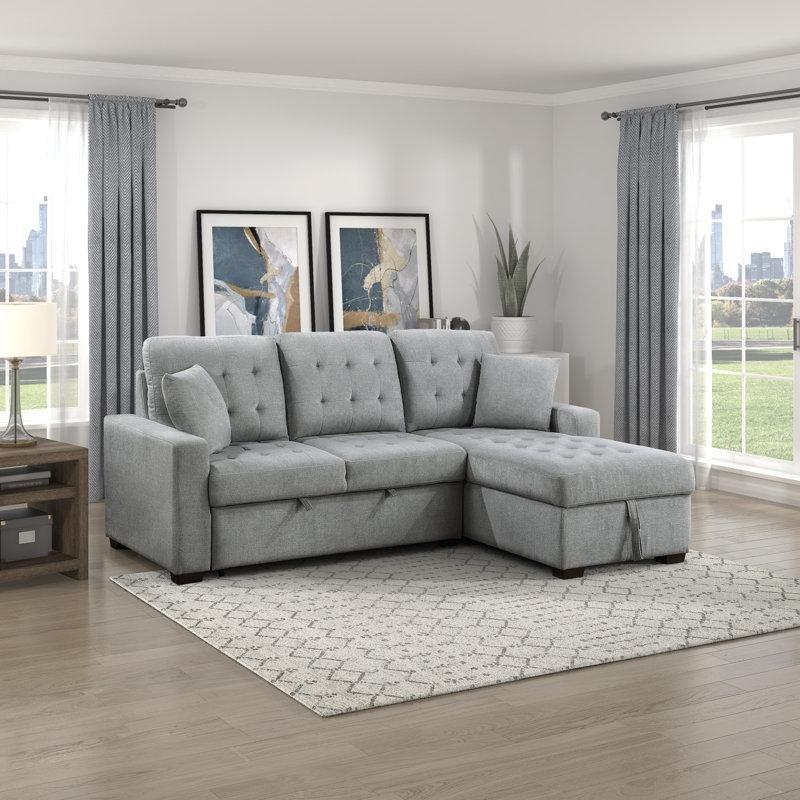 Gri Kadife Yataklı Sandıklı Sağ Köşe Koltuk - 219 cm - 194125