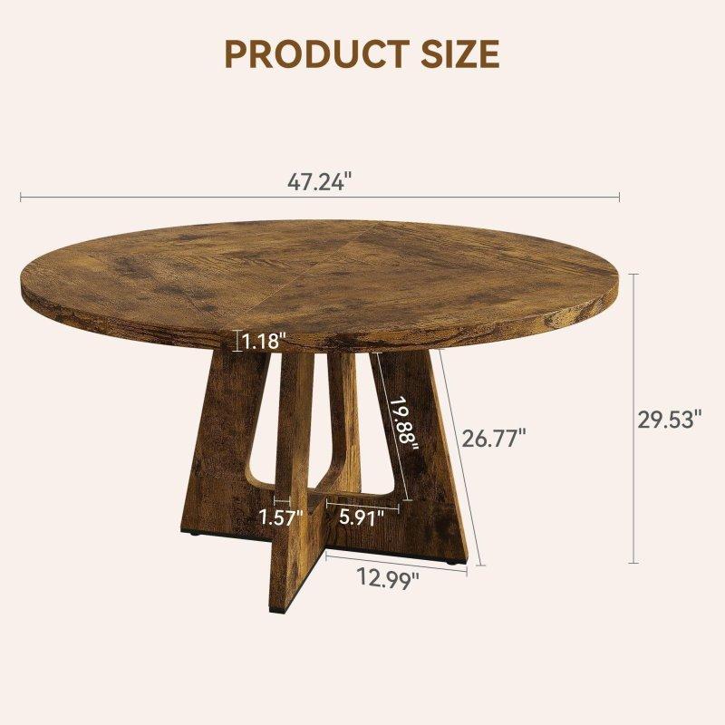 Gri Kahverengi Ahşap Yuvarlak X-Çapraz Ayaklı Bohem Yemek Masası - 120 cm - 237752
