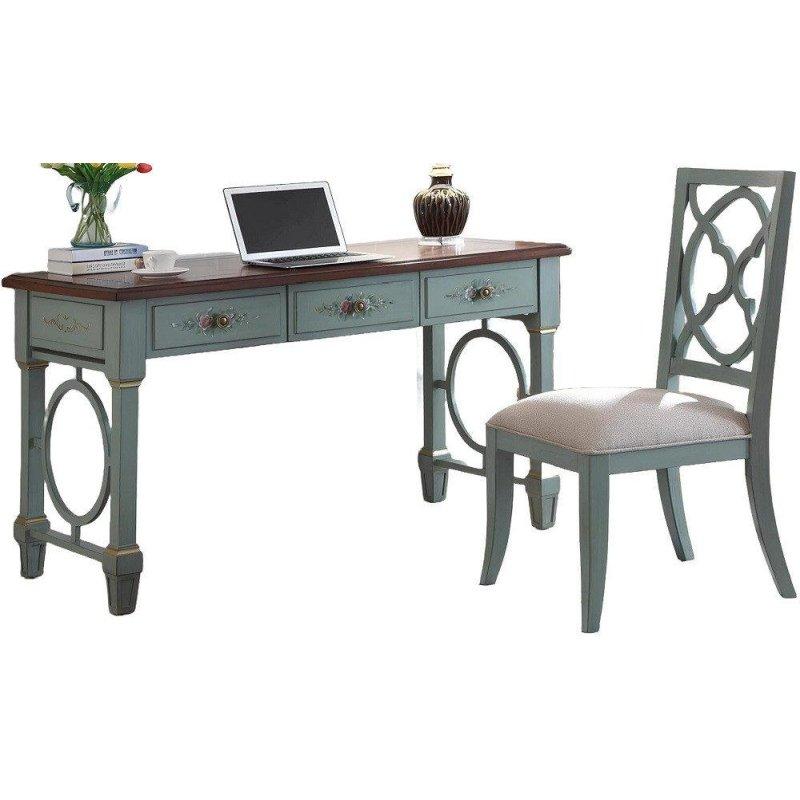 Gri Kayın Ağacı 3 Çekmeceli Raflı Vintage Çalışma Masası - 140x61x80 cm - 235086