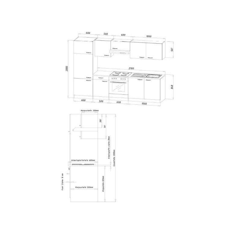 Gri Kayın Modüler Mutfak Modelleri - 270 cm - 185992