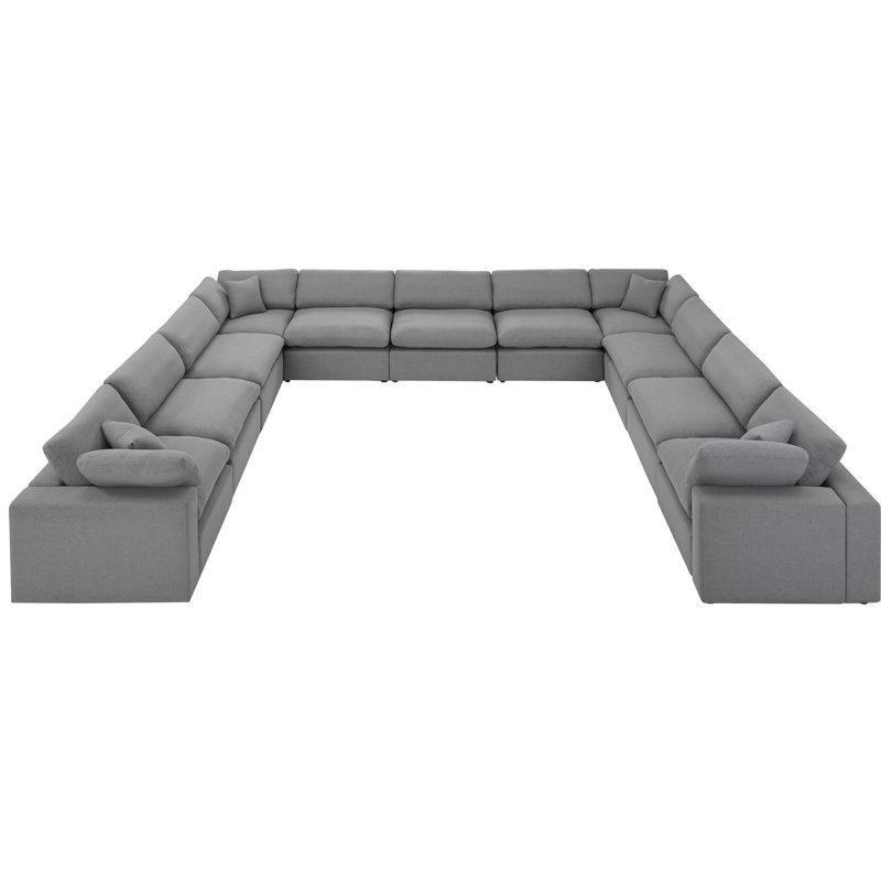 Gri Keten Karışımı Kumaş Modüler U Şekilli Köşe Koltuk Takımı - 508x407 cm - 195337
