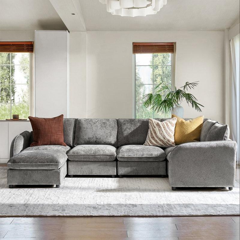 Gri Kumaş Depolamalı Modüler L Köşe Koltuk Takımı - 259x259 cm - 193810