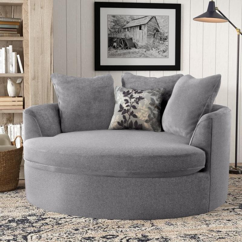 Gri Kumaş Geniş Oturumlu Yastıklı Fıçı Tasarım Tekli Koltuk - 155 cm - 205230