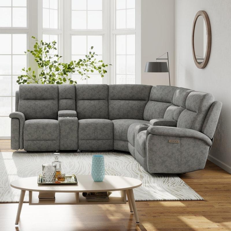 Gri Kumaş USB Girişli Konsollu Elektrikli Mekanizmalı Modüler Köşe Koltuk Takımı - 258x258 cm - 193709