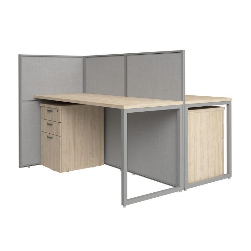 Gri Laminat İki Kişilik Bölmeli ve Çekmeceli Ofis Masası - 153x153 cm - 176830