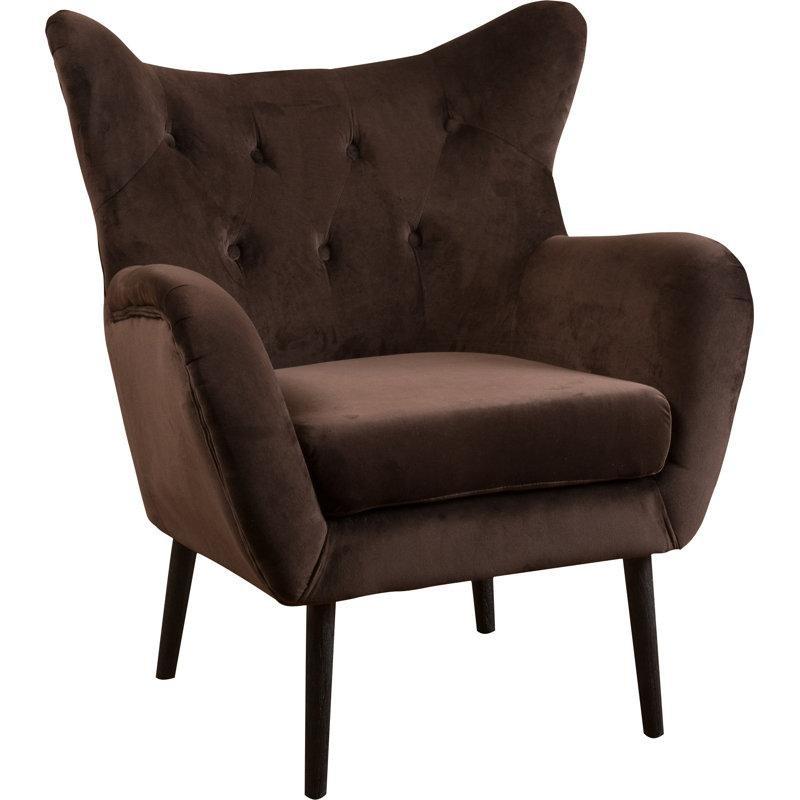 Gri Masif Ahşap Düğme Kapitoneli Kulaklı Tekli Koltuk - 87x73 cm - 205032