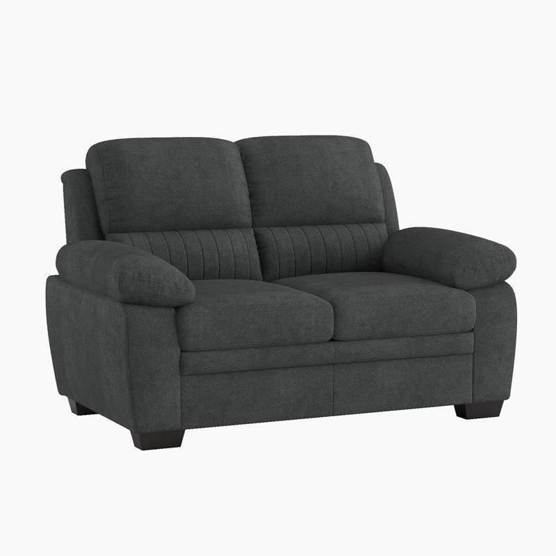 Gri Masif Ahşap İskeletli Yastık Kollu Kanal Dikişli İkili Koltuk - 148 cm - 196821